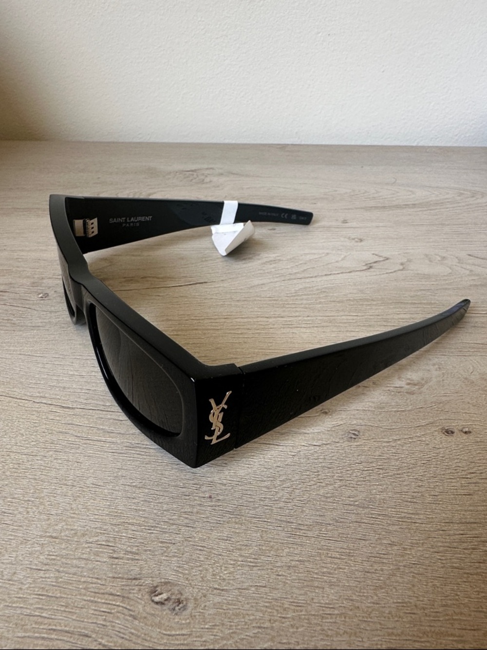 Unisex Saint Laurent Black Thick-Frame Logo Sunglasses - Picture 2 of 8